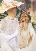 John Singer Sargent Woman with Collie (mk18) France oil painting artist
